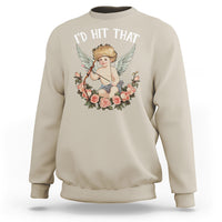 Valentine's Day Sweatshirt I'd Hit That Cupid Vintage Art Rose - Wonder Print Shop