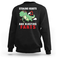 Valentine's Day Sweatshirt Cute Dinosaur Cupid Stealing Hearts And Blasting Farts - Wonder Print Shop