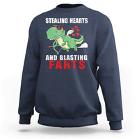 Valentine's Day Sweatshirt Cute Dinosaur Cupid Stealing Hearts And Blasting Farts - Wonder Print Shop