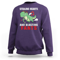 Valentine's Day Sweatshirt Cute Dinosaur Cupid Stealing Hearts And Blasting Farts - Wonder Print Shop