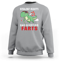 Valentine's Day Sweatshirt Cute Dinosaur Cupid Stealing Hearts And Blasting Farts - Wonder Print Shop