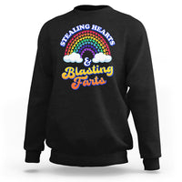 Valentine's Day Sweatshirt Stealing Hearts And Blasting Fart Funny Rainbow Heart - Wonder Print Shop