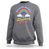 Valentine's Day Sweatshirt Stealing Hearts And Blasting Fart Funny Rainbow Heart - Wonder Print Shop