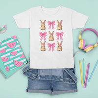 Easter Day T Shirt For Kid Pink Coquette Bow Cute Bunny Girls Women - Wonder Print Shop