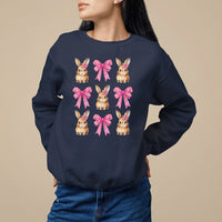 Easter Day Sweatshirt Pink Coquette Bow Cute Bunny Girls Women - Wonder Print Shop