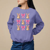 Easter Day Sweatshirt Pink Coquette Bow Cute Bunny Girls Women - Wonder Print Shop