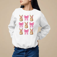 Easter Day Sweatshirt Pink Coquette Bow Cute Bunny Girls Women - Wonder Print Shop
