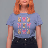 Easter Day T Shirt For Women Pink Coquette Bow Cute Bunny Girls Women - Wonder Print Shop