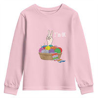 Funny Crochet Youth Sweatshirt I'm Ok Knitting
