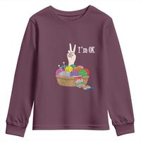 Funny Crochet Youth Sweatshirt I'm Ok Knitting