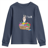 Funny Crochet Youth Sweatshirt I'm Ok Knitting