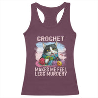 Funny Crochet Cat Racerback Tank Top Crochet Makes Me Feel Less Murdery