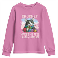 Funny Crochet Cat Youth Sweatshirt Crochet Makes Me Feel Less Murdery