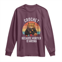 Funny Crochet Cat Long Sleeve Shirt Because Murder Is Wrong