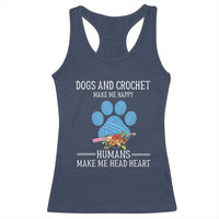 Funny Dogs And Crochet Racerback Tank Top Make Me Happy