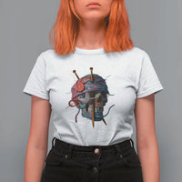 Funny Crochet T Shirt For Women Yard Skull Halloween Knitting