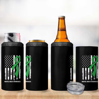 Mental Health Awareness 4 in 1 Can Cooler Tumbler Fight The Stigma America Flag Green Ribbon
