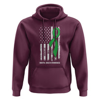 Mental Health Awareness Hoodie Fight The Stigma America Flag Green Ribbon - Wonder Print Shop