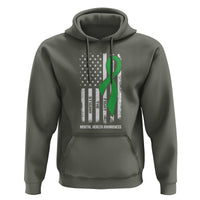 Mental Health Awareness Hoodie Fight The Stigma America Flag Green Ribbon - Wonder Print Shop