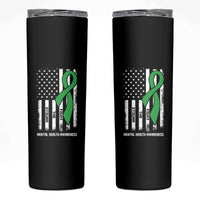 Mental Health Awareness Skinny Tumbler Fight The Stigma America Flag Green Ribbon