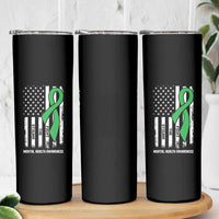 Mental Health Awareness Skinny Tumbler Fight The Stigma America Flag Green Ribbon