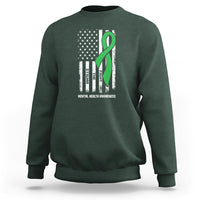 Mental Health Awareness Sweatshirt Fight The Stigma America Flag Green Ribbon - Wonder Print Shop