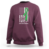 Mental Health Awareness Sweatshirt Fight The Stigma America Flag Green Ribbon - Wonder Print Shop