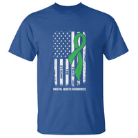 Mental Health Awareness T Shirt Fight The Stigma America Flag Green Ribbon - Wonder Print Shop