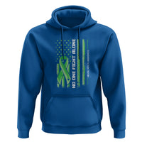Mental Health Awareness Hoodie No One Fights Alone America Flag Green Ribbon - Wonder Print Shop