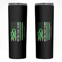 Mental Health Awareness Skinny Tumbler No One Fights Alone America Flag Green Ribbon