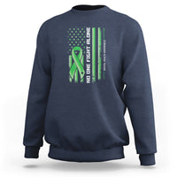 Mental Health Awareness Sweatshirt No One Fights Alone America Flag Green Ribbon - Wonder Print Shop
