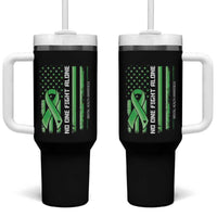 Mental Health Awareness Tumbler With Handle No One Fights Alone America Flag Green Ribbon