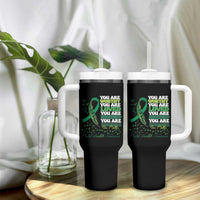 Mental Health Awareness Tumbler With Handle You Are Worthy Loved Needed Enough Green Ribbon