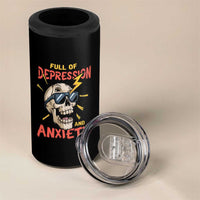 Mental Health Awareness 4 in 1 Can Cooler Tumbler Full Of Depression And Anxiety Skull