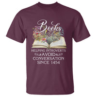 Introvert Book Lover T Shirt Books Helping Introverts Avoid Conversation - Wonder Print Shop