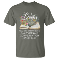 Introvert Book Lover T Shirt Books Helping Introverts Avoid Conversation - Wonder Print Shop