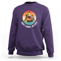 Capybara Lover Sweatshirt Don't Worry Be Capy Retro - Wonder Print Shop