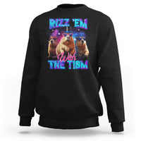 Capybara Lover Sweatshirt Rizz Em With The Tism Funny Capy Meme - Wonder Print Shop