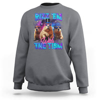 Capybara Lover Sweatshirt Rizz Em With The Tism Funny Capy Meme - Wonder Print Shop