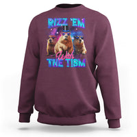 Capybara Lover Sweatshirt Rizz Em With The Tism Funny Capy Meme - Wonder Print Shop