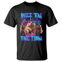 Capybara Lover T Shirt Rizz Em With The Tism Funny Capy Meme - Wonder Print Shop