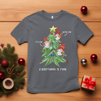 It's Fine We're Fine Everything's Fine Funny Gnomies T Shirt with Christmas Tree - Wonder Print Shop