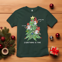 It's Fine We're Fine Everything's Fine Funny Gnomies T Shirt with Christmas Tree - Wonder Print Shop