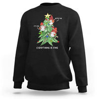 It's Fine We're Fine Everything's Fine Funny Gnomies Sweatshirt with Christmas Tree - Wonder Print Shop