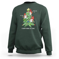 It's Fine We're Fine Everything's Fine Funny Gnomies Sweatshirt with Christmas Tree - Wonder Print Shop