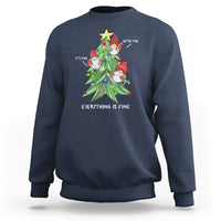 It's Fine We're Fine Everything's Fine Funny Gnomies Sweatshirt with Christmas Tree - Wonder Print Shop