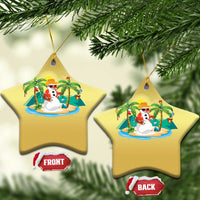 Xmas In Hawaii Christmas Ornament Hawaiian Snowman Xmas Palm Tree At The Beach - Wonder Print Shop