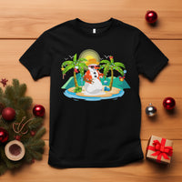 Christmas In Hawaii T Shirt Hawaiian Snowman Xmas Palm Tree At The Beach - Wonder Print Shop
