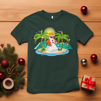 Christmas In Hawaii T Shirt Hawaiian Snowman Xmas Palm Tree At The Beach - Wonder Print Shop