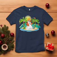 Christmas In Hawaii T Shirt Hawaiian Snowman Xmas Palm Tree At The Beach - Wonder Print Shop